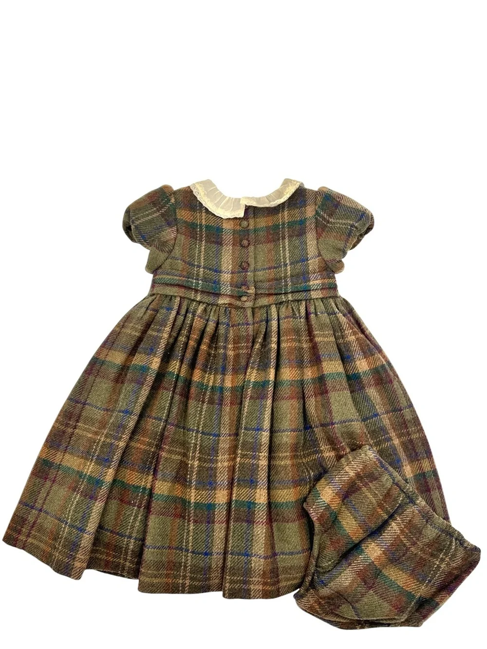 Ralph Lauren Plaid Smocked Wool Blend Dress and Bloomer Set Size 24M